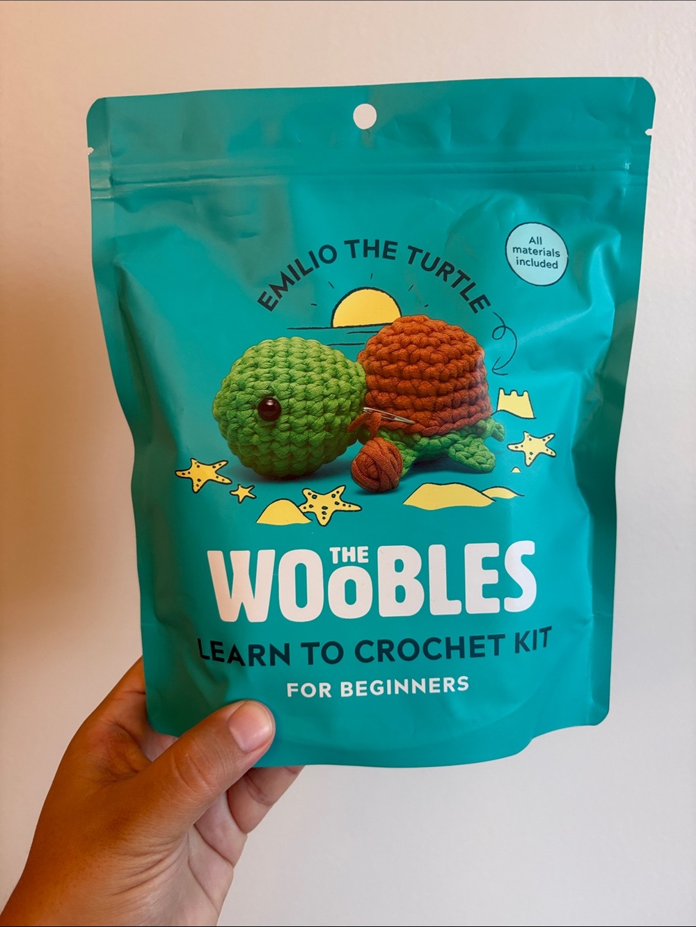 The Woobles Emilio the Turtle Crochet Kit – Teal Packaging